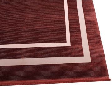 Beyaz Şeritli Kırmızı Bambu Halı