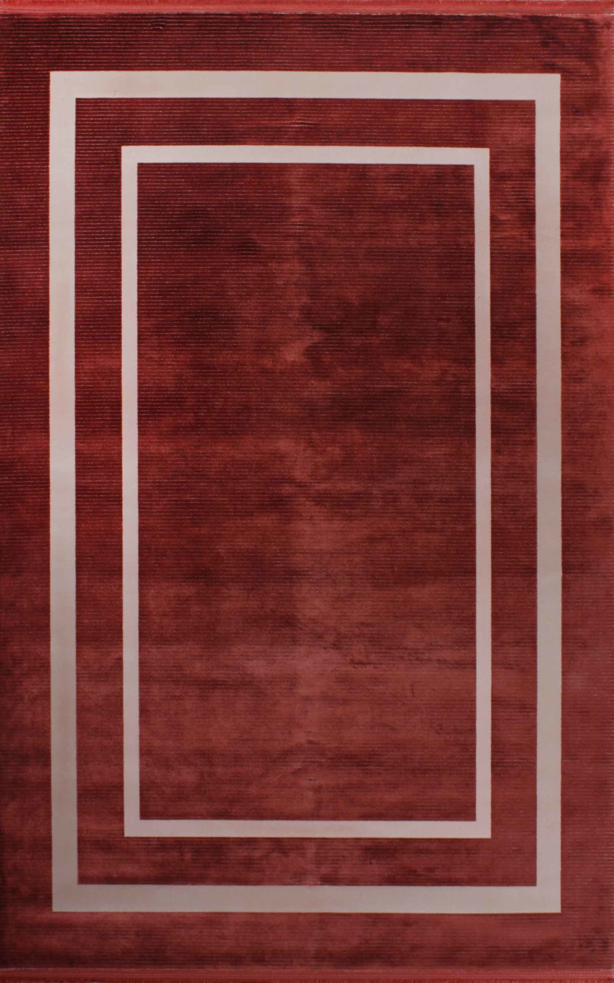 Beyaz Şeritli Kırmızı Bambu Halı