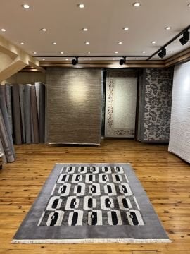 İpekli Modern Gri El Halısı