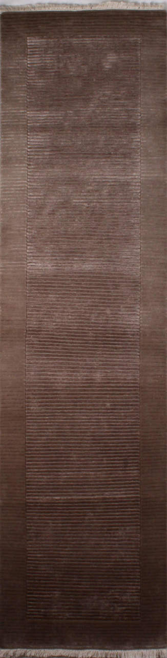 Ortası Kahverengi İpek Çizgili Yolluk 0.80 x 3.00