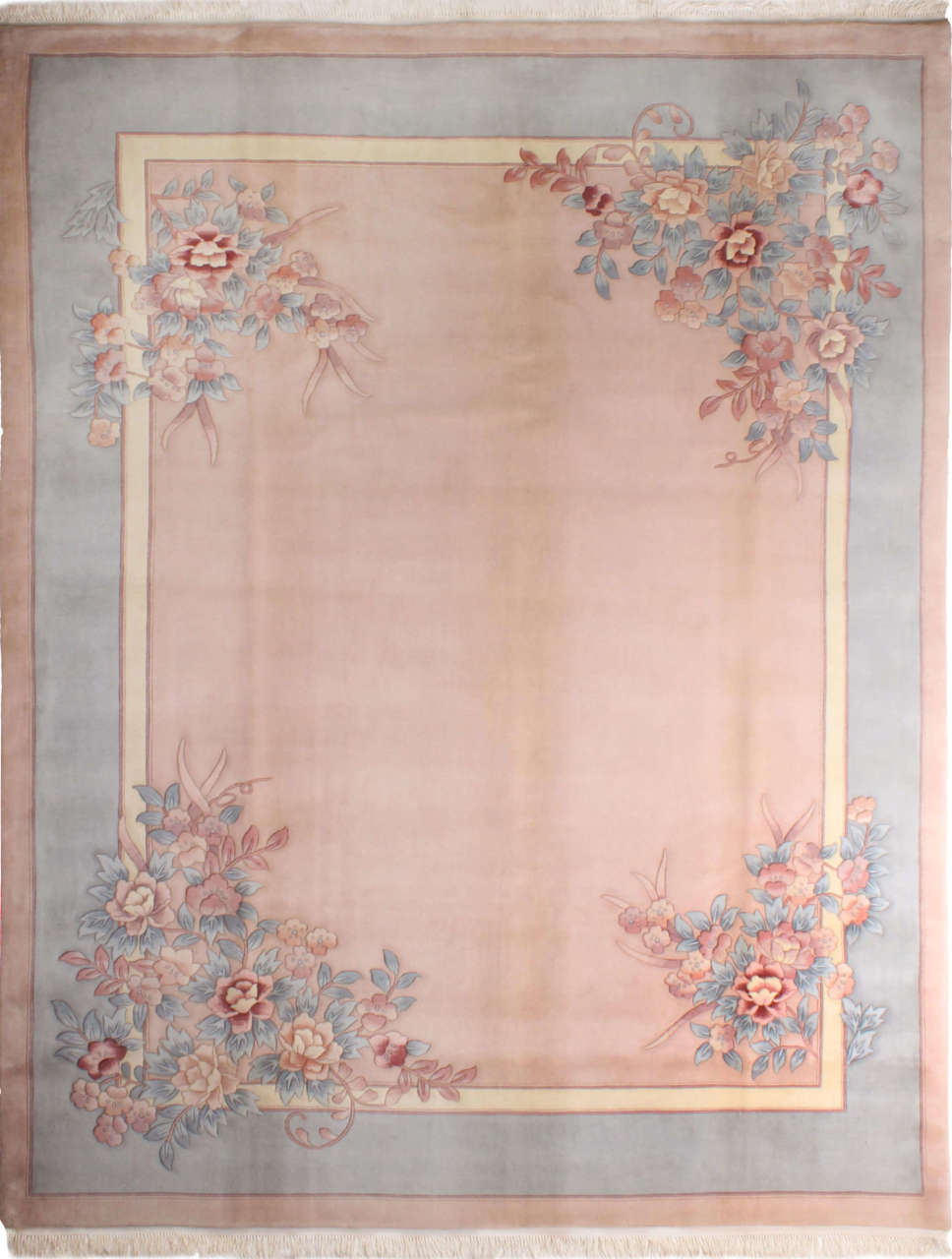 Somon Mavi Çiçekli Çin Halısı