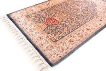 Lacivert Krem Bambu İpek Seccade