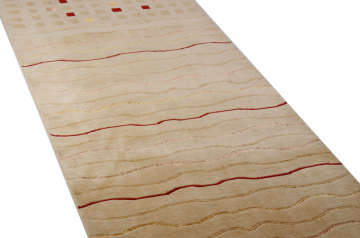 İpek Dalga Desenli Yün Koridor Halısı