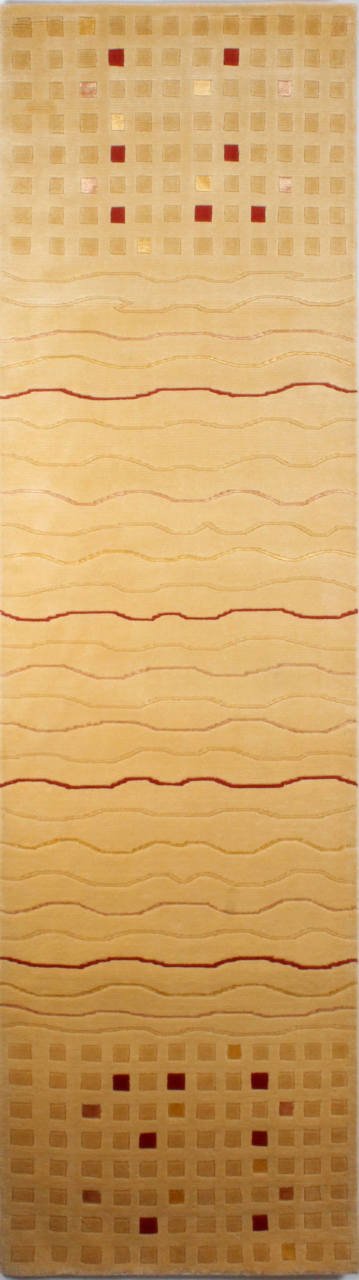 İpek Dalga Desenli Yün Koridor Halısı