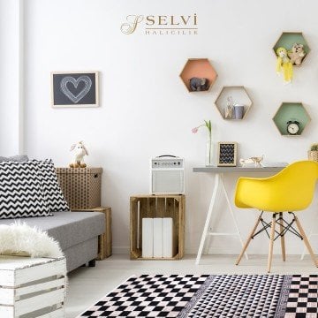 Geometrik Desenli Bambu Halı