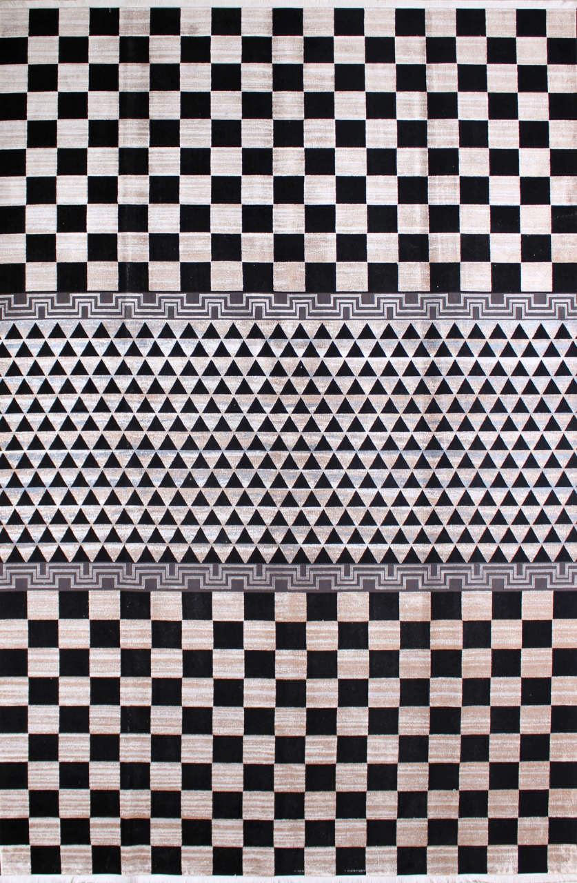 Geometrik Desenli Bambu Halı