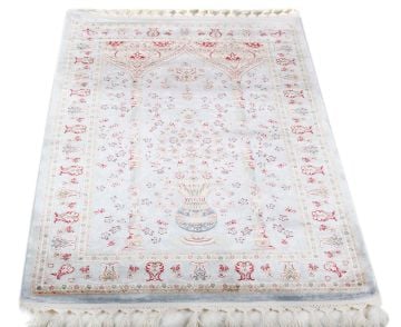 Mavi Soft Renklerde İpek Secade