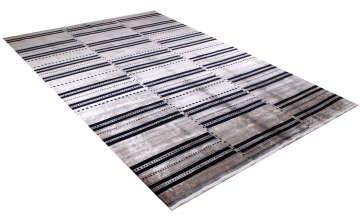 Gri Siyah Çizgili Bambu Halı 2.00 x 2.90