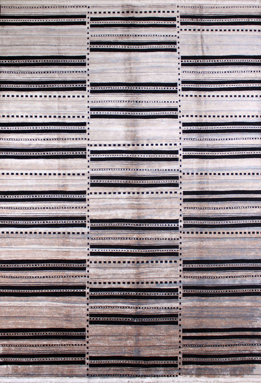 Gri Siyah Çizgili Bambu Halı 2.00 x 2.90