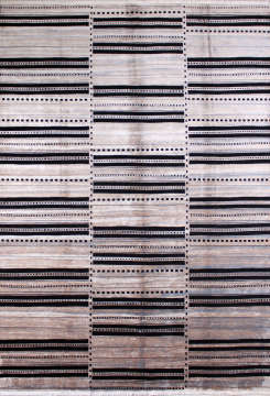 Gri Siyah Çizgili Bambu Halı 2.00 x 2.90