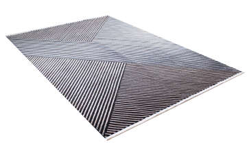 Gri Mavi Çapraz Çizgili Parlak Bambu Halı 2.00 x 2.90