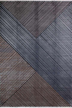 Gri Mavi Çapraz Çizgili Parlak Bambu Halı 2.00 x 2.90