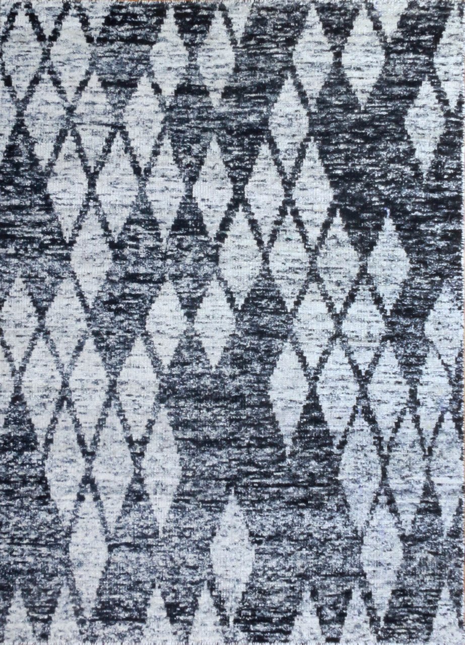 Siyah Beyaz Bambu İpek Halı