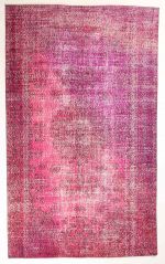 El Dokuması Fuşya Vintage Halı