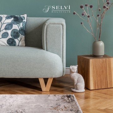 Parlak Gri Bambu Halı