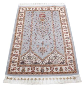 Mavi Kenarı Kremli İpek Namazlık