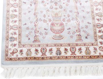 Mavi Kenarı Kremli İpek Namazlık