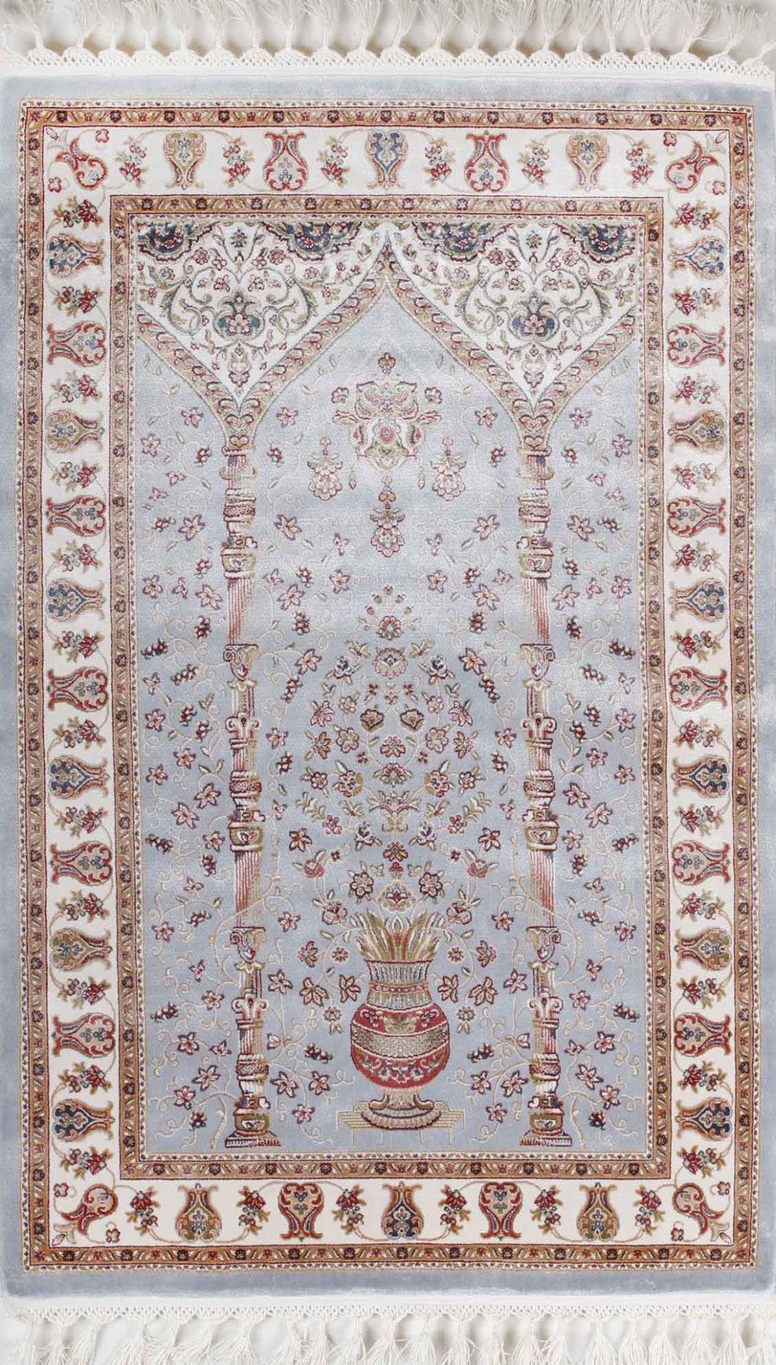 Mavi Kenarı Kremli İpek Namazlık