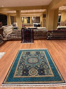 Lacivert Memlük Desenli El Halısı