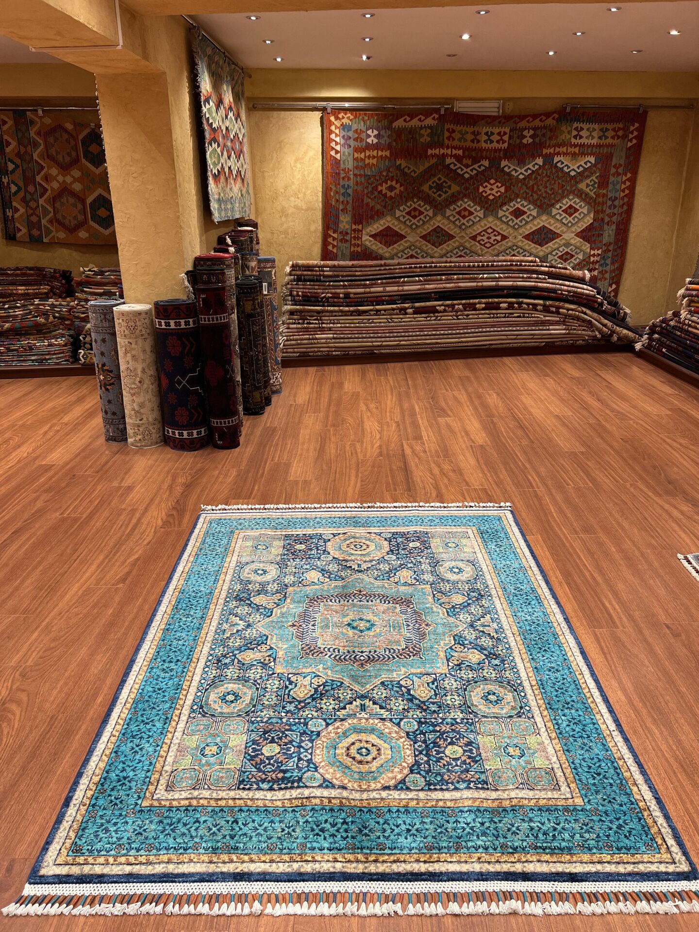 Lacivert Memlük Desenli El Halısı