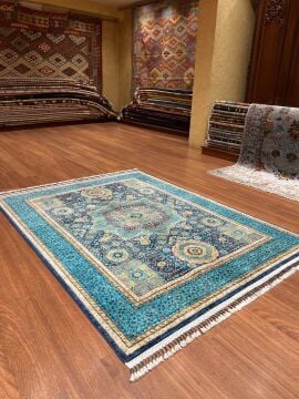 Lacivert Memlük Desenli El Halısı