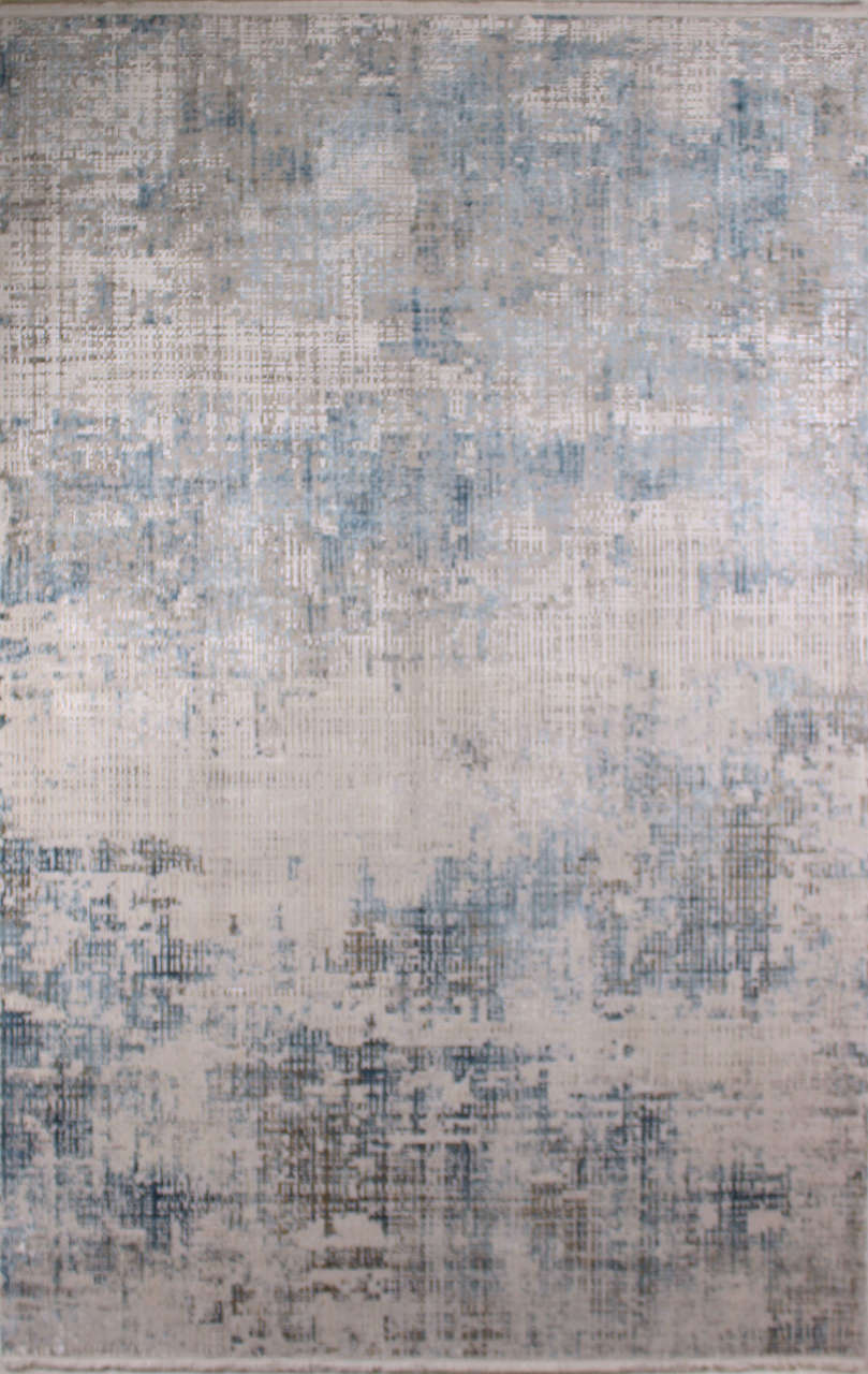 Mavi Beyaz Desenli Modern Bambu Halı 2.00 x 2.90