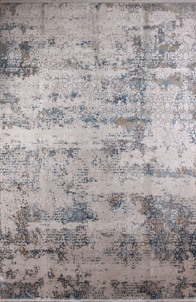 Silik Desenli Mavi Beyaz Bambu Halı