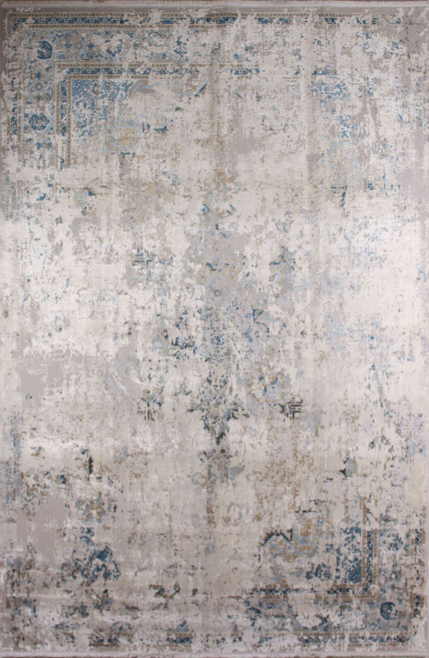 Mavi Detaylı Bambu Salon Halısı