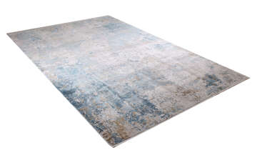 Parlak Mavi Desenli Şık Bambu Halı