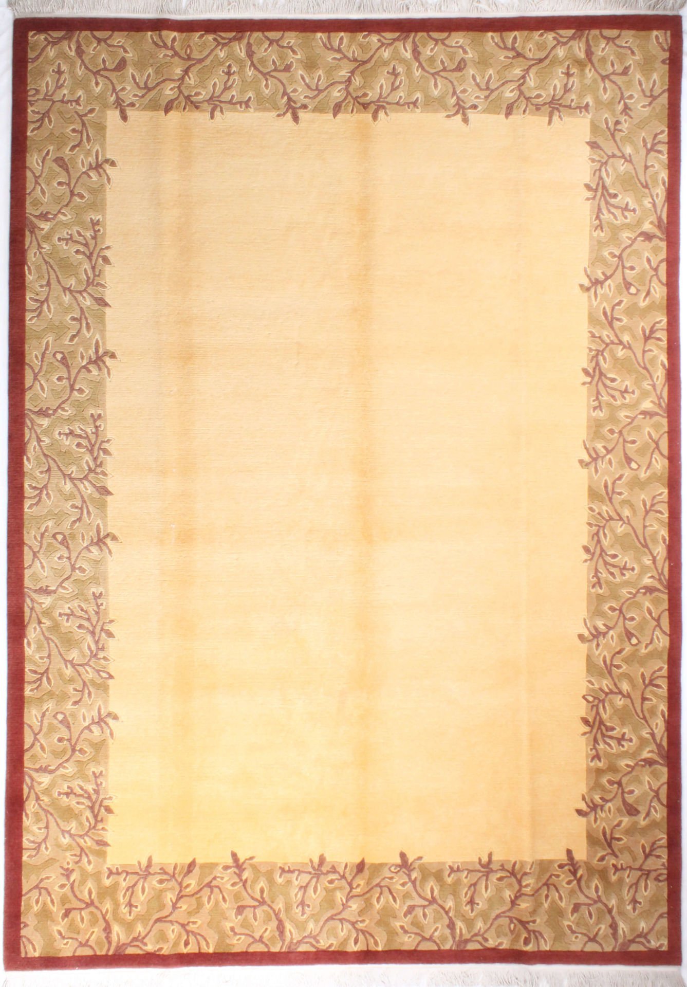 Ortası Düz Sarı Renk %100 Yün El Halısı