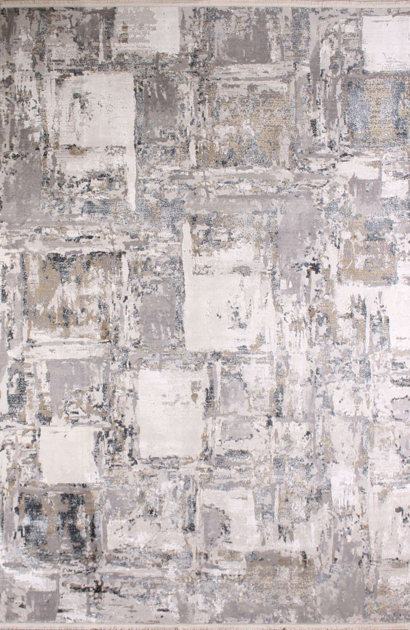 Gri Beyaz Modern Tasarımlı Bambu Halı 2.00 x 2.90