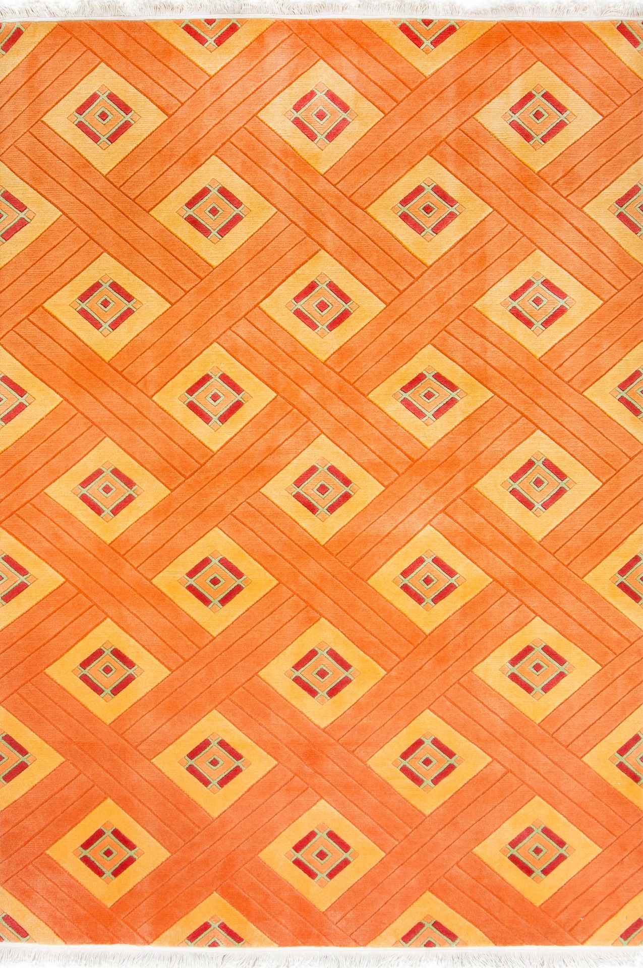 Baklava Desenli Turuncu Halı