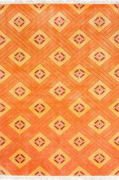 Baklava Desenli Turuncu Halı