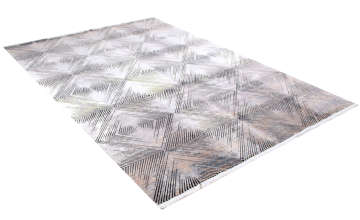 Siyah Geometrik Desenli Gri Bambu Halı