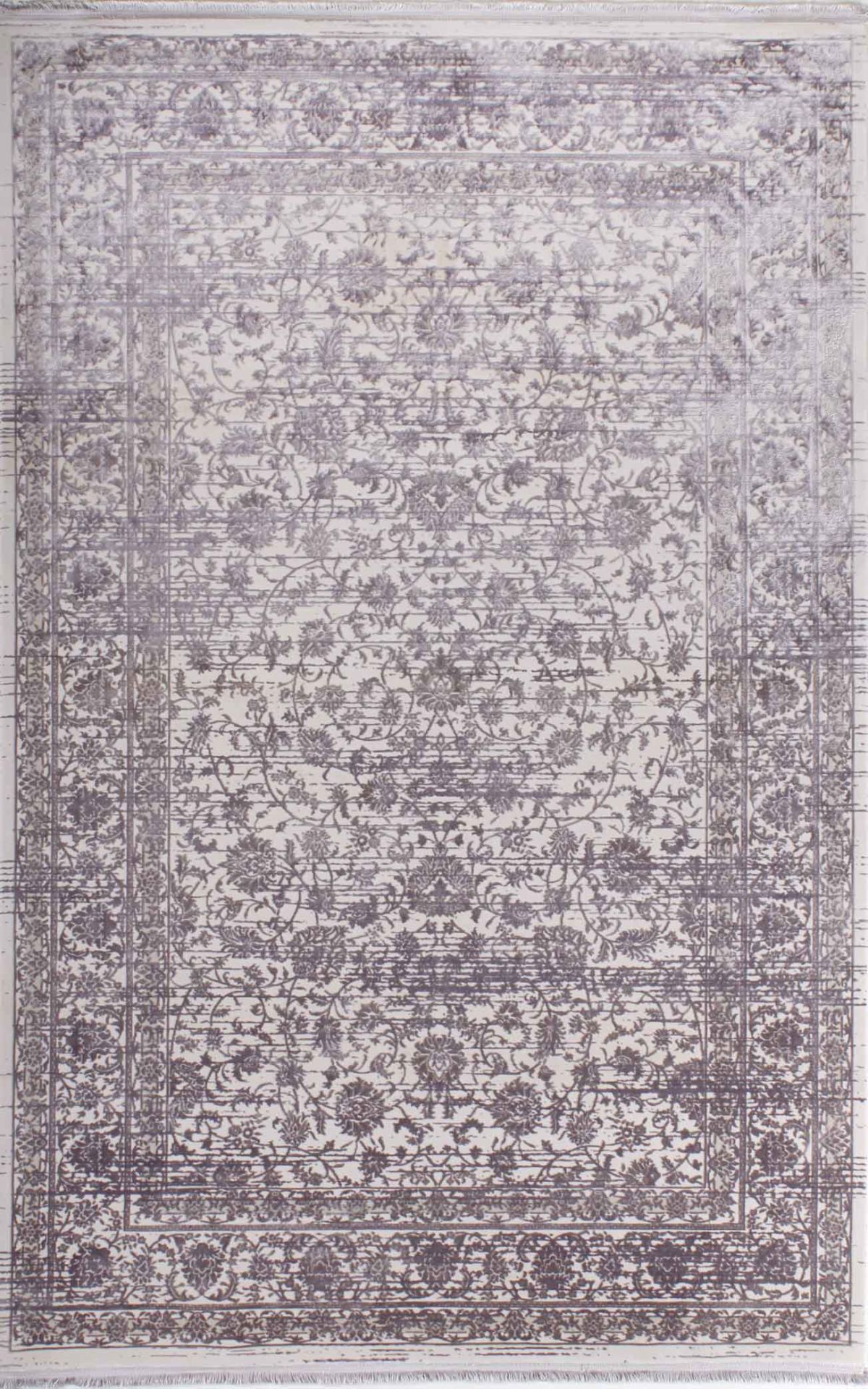 Klasik Eskitmeli Gri Renk Bambu Halı