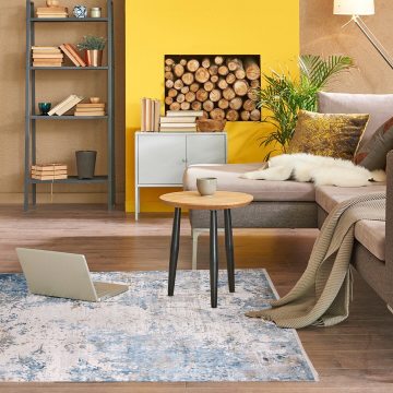 Mavi Desenli Şık Salon Halısı