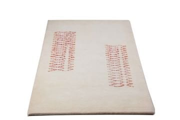 Red Embroidered Wool Nepal Carpet