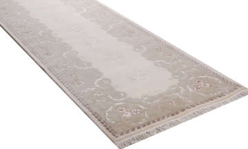 Kenar Bordürü Vizon Rengi İpekli Koridor Halısı