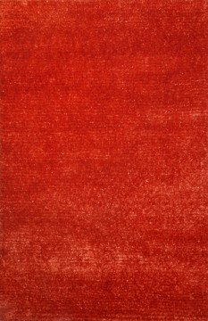 El Dokuması Turuncu İnce Shaggy Halı