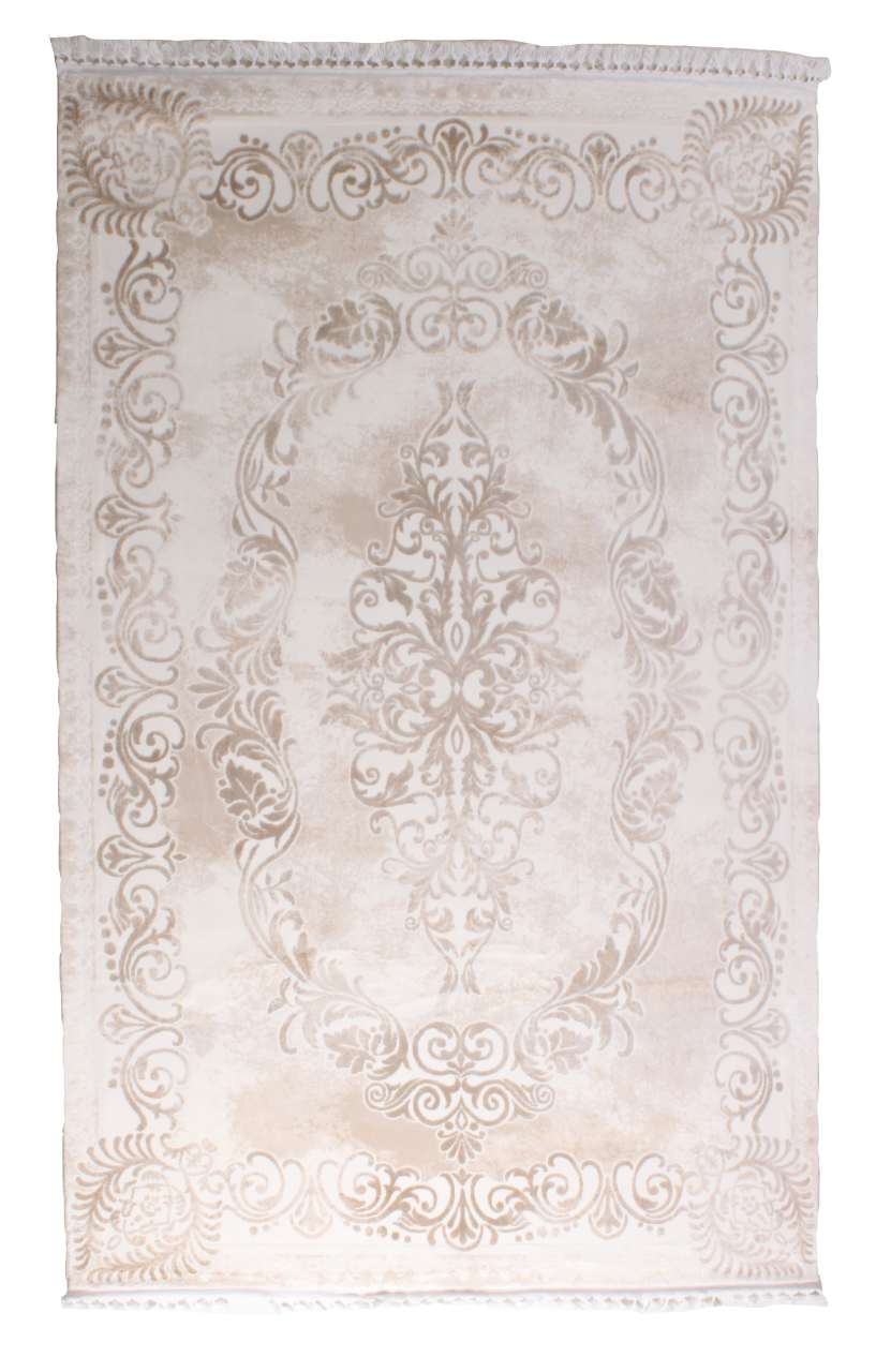 Madalyon Desenli Bej Halı