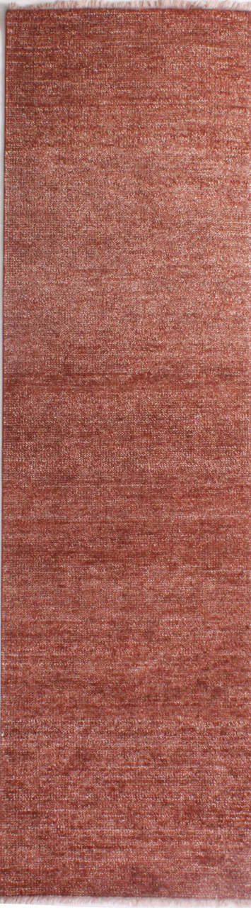 Parlak Kiremit Bambu İpek Koridor Halısı