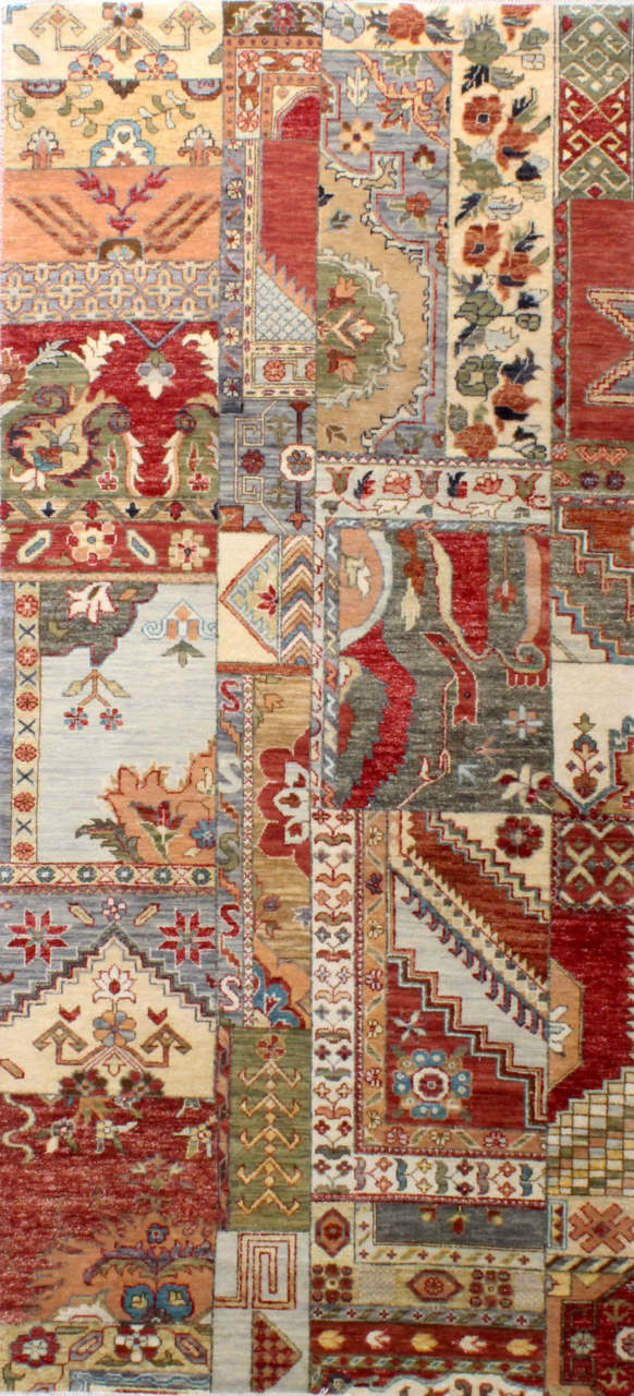 Patchwork Desenli Tasarım El Dokuması Halı