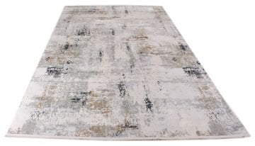 Beyazlı Grili Modern Bambu Halı