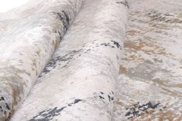 Beyazlı Grili Modern Bambu Halı