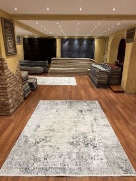 Eskitme Damask Desenli Bambu Halı