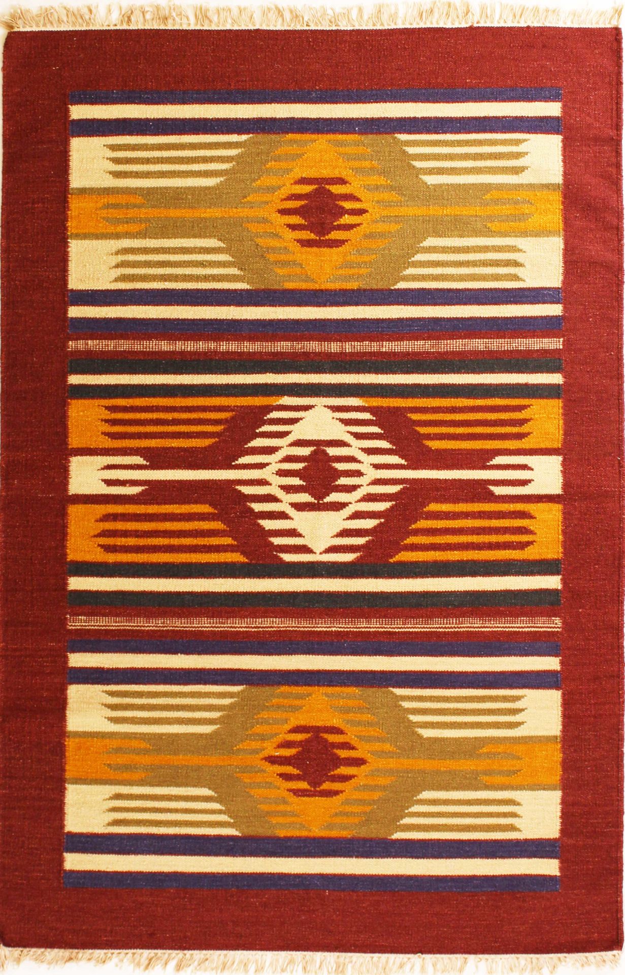 Kırmızı Kenarlı El Dokuma Kilim