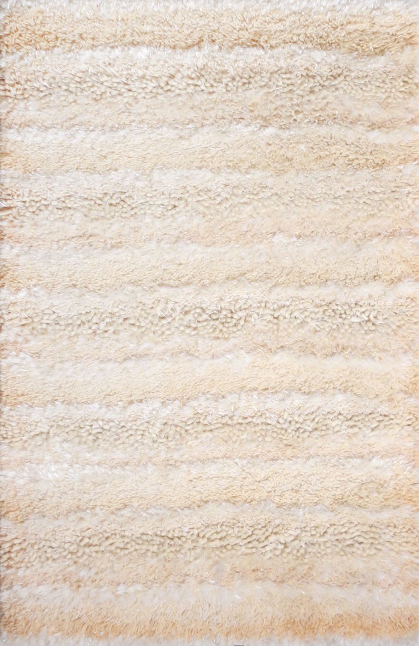 Beyaz Yün Burgulu Shaggy Halı