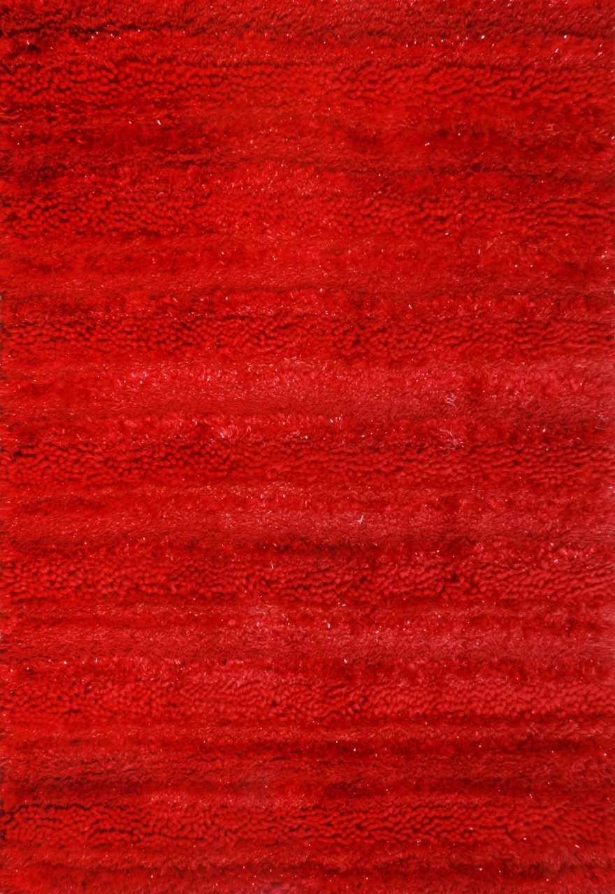 Kırmızı Yün Burgulu Shaggy Halı