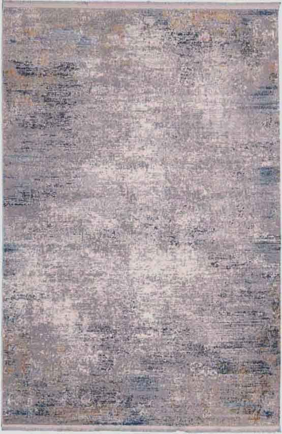 Mavi Detaylı Gri Modern Halı