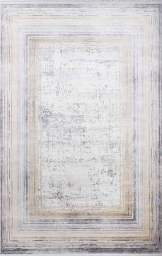 Sarı Çerçeveli Eskitme Desenli Bambu Halı